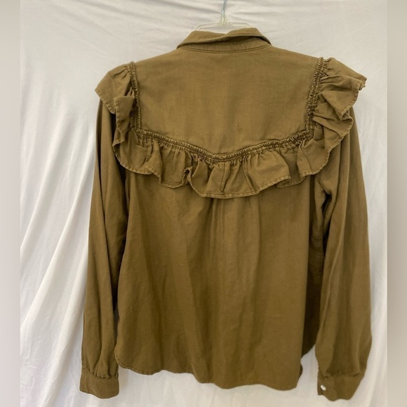 Anthropologie Pilcro Ruffled Chambray Buttondown Medium - Picture 10 of 10